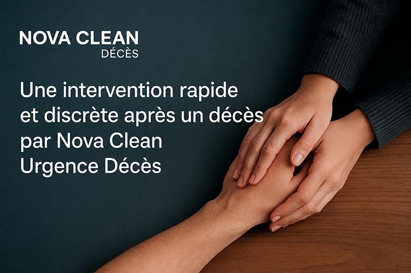 Bannière d'intervention de nettoyage discrète et urgente après décès